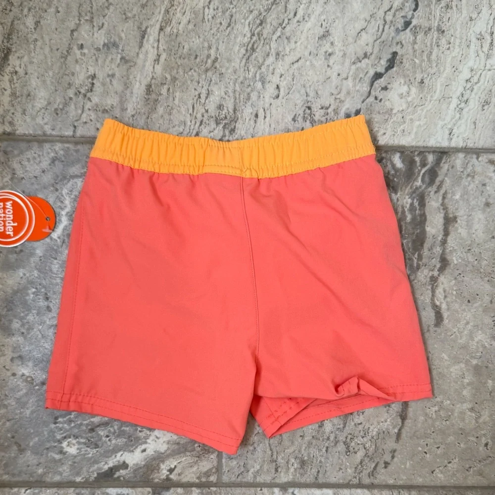 NWT Size 2T Wonder Nation Coral and Peach Swim Shorts